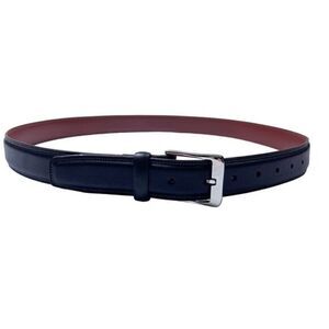 Perry Ellis NWT Black Leather Belt Silver Tone Buckle Size 38
